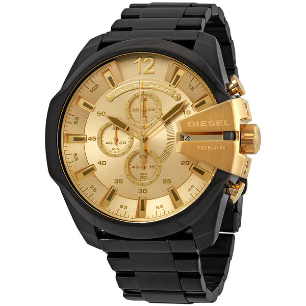 Diesel mega chief chronograph champagne dial men's watch on sale