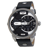 Diesel Mini Daddy Black Dial Black Leather Men's Watch DZ7307 - Watches of America