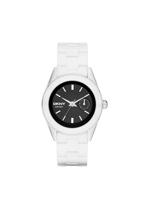 DKNY Jitney Black Dial White Ceramic Ladies Watch #NY2142 - Watches of America