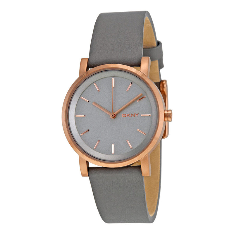 DKNY Soho Gray Pearlized Dial Gray Leather Ladies Watch #NY2341 - Watches of America