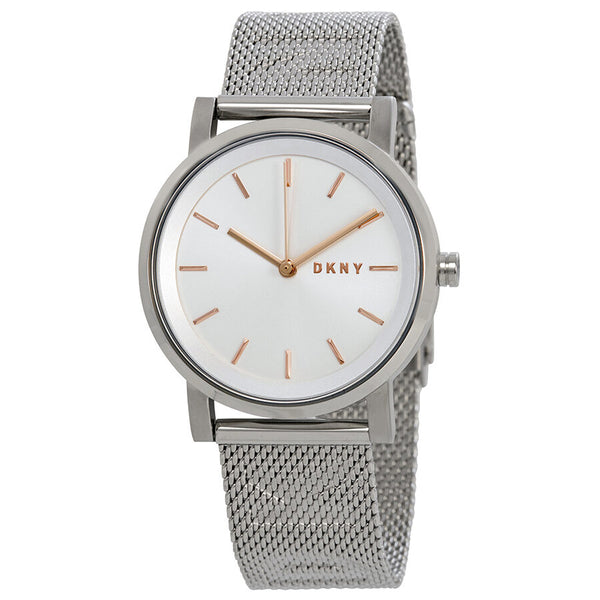 DKNY Soho Silver Dial Steel Mesh Ladies Watch #NY2620 - Watches of America