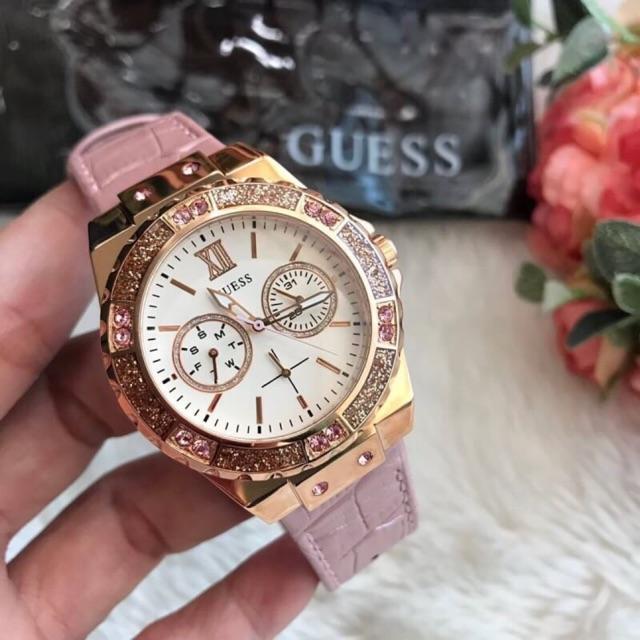 Guess Limelight Cream Dial Leather Strap Ladies Watch#W0775L3 - Watches of America #4