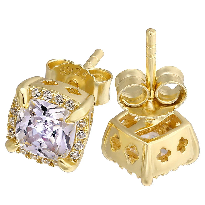 Big Daddy Silver Diamond Stud Iced Out Gold Earrings