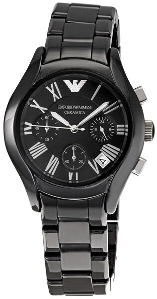 Emporio Armani Black Ceramic Chronograph Ladies Watch AR1401 - Watches of America