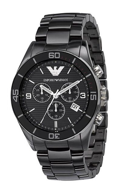 Emporio Armani Black Ceramic Chronograph Men's Watch AR1421 - Watches of America