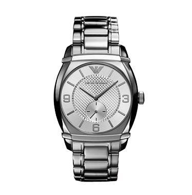 Emporio Armani Classic Silver Dial Stainless Steel Quartz Men's Watch #AR0339 - Watches of America