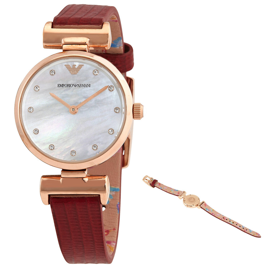 Emporio armani classic mother of pearl clearance dial ladies watch