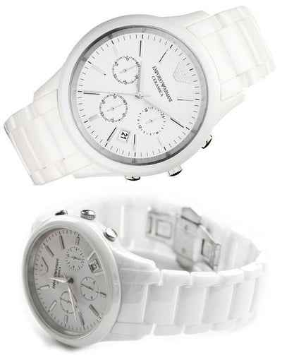 Emporio Armani Ceramica Chronograph White Dial Men s Watch AR1453 Watches of America