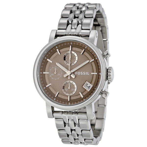 Fossil Boyfriend Chronograph Brown Dial Stainless Steel Ladies watch ES3747 - Watches of America