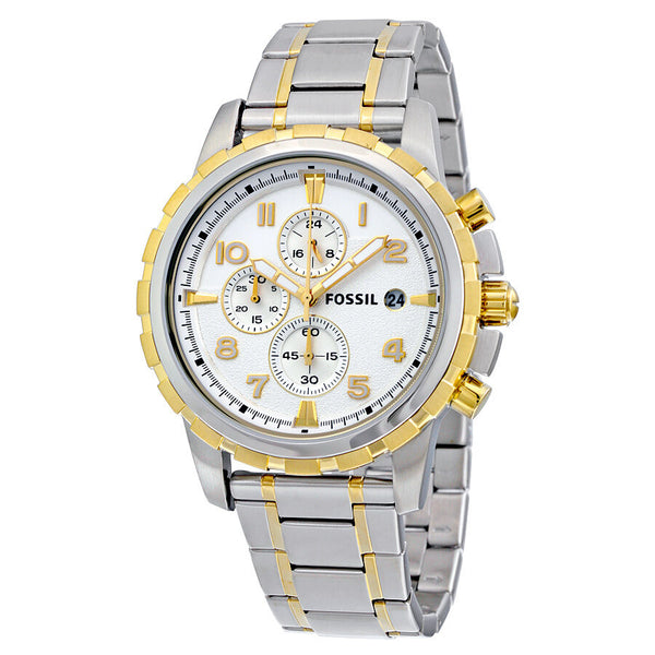 Fossil Dean Chronograph Silver Dial Two-tone Men's Watch FS4795 - Watches of America