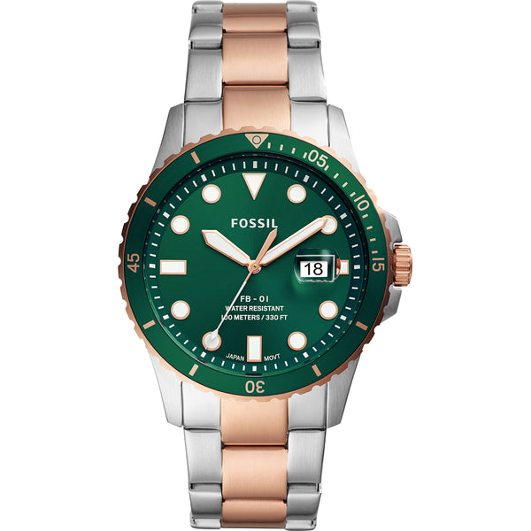 Fossil FB-01 Quartz Green Dial Two-tone Men's Watch FS5743