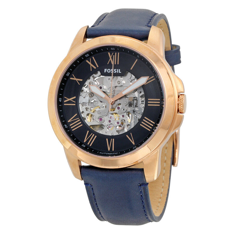 Fossil Grant Automatic Navy Blue Skeleton Dial Men's Watch ME3102 - Watches of America