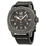 Fossil Modern Machine Chronograph Grey Dial Black Leather Men's Watch FS5016 - Watches of America