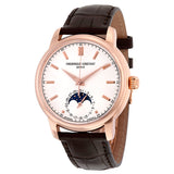 Frederique Constant Classic Moonphase Automatic Silver Dial Brown Leather Men's Watch #FC-715V4H4 - Watches of America