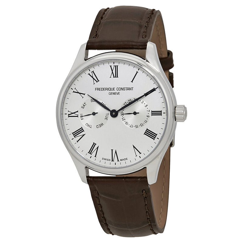 Frederique Constant Classics Silver Dial Men's Brown Leather Watch #FC-259WR5B6-BN - Watches of America