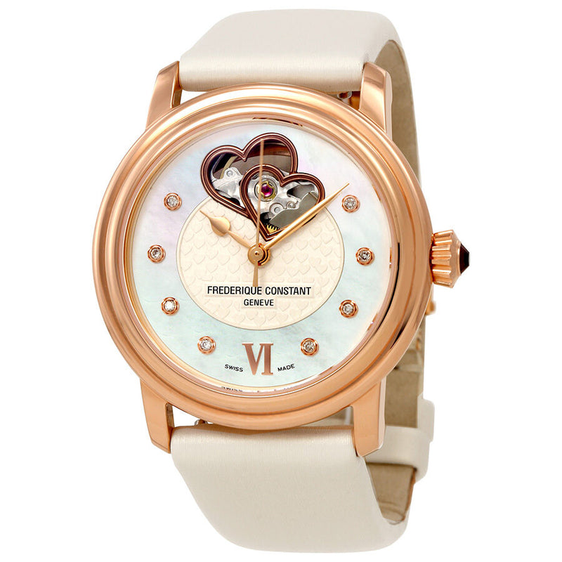 Frederique Constant Double Heart Beat Mother of Pearl Dial Ladies Watch 310DHB2P4#FC-310DHB2P4 - Watches of America