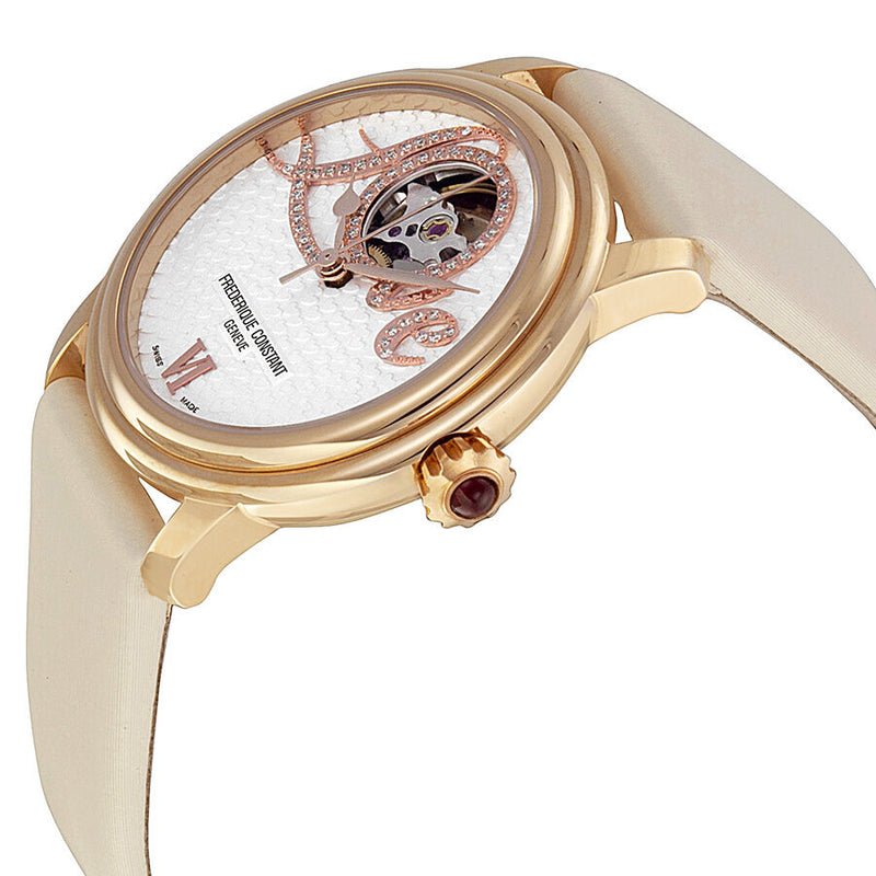 Frederique Constant Heart Beat Automatic White and Diamond Dial White Strap Ladies Watch #FC-310LHB2P9 - Watches of America #2