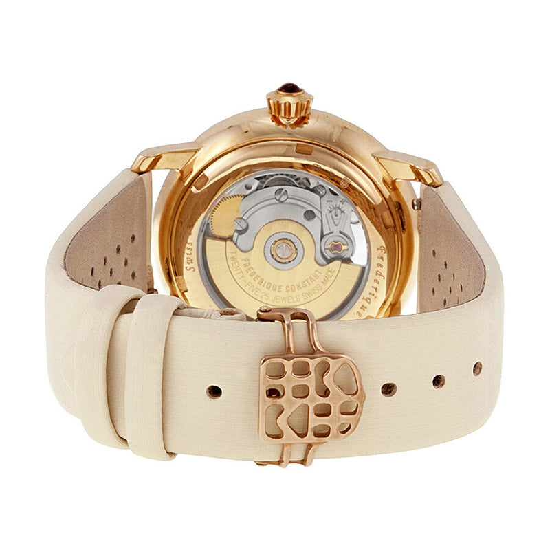 Frederique Constant Heart Beat Automatic White and Diamond Dial White Strap Ladies Watch #FC-310LHB2P9 - Watches of America #3