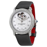 Frederique Constant Heartbeat Automatic Mother of Pearl Black Leather Ladies Watch #FC-310WHF2PD6 - Watches of America