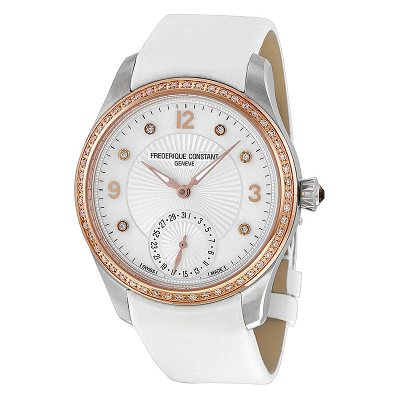 Frederique Constant Maxime White Dial White Textile Strap Ladies Watch #700MPWD3MDZ9 - Watches of America