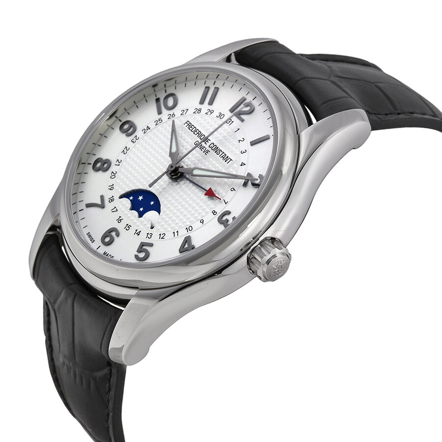 Frederique Constant Runabout Moonphase White Dial Black Leather Men s Watch FC 330RM6B6 Watches of America