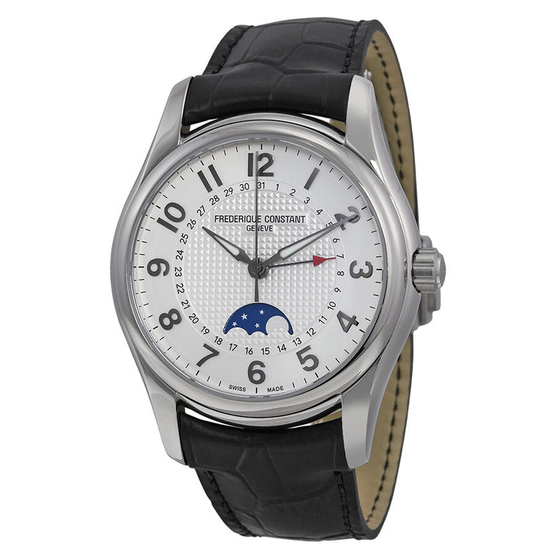 Frederique Constant Runabout Moonphase White Dial Black Leather Men's Watch #FC-330RM6B6 - Watches of America