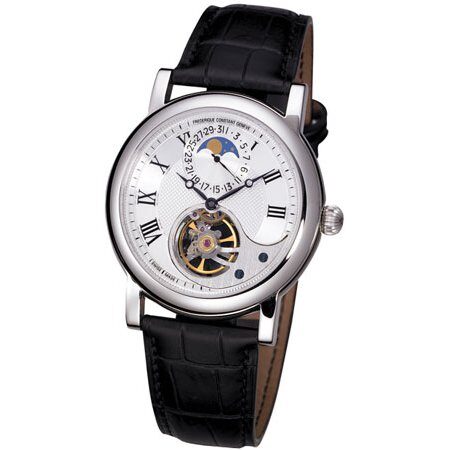 Frederique Constant Silver Dial Black Leather Men's Watch #FC-915MC4H6 - Watches of America