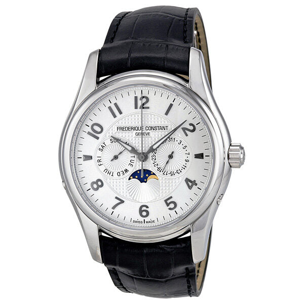 Frederique Constant Silver Dial Leather Men's Watch #FC-360RM6B6 - Watches of America