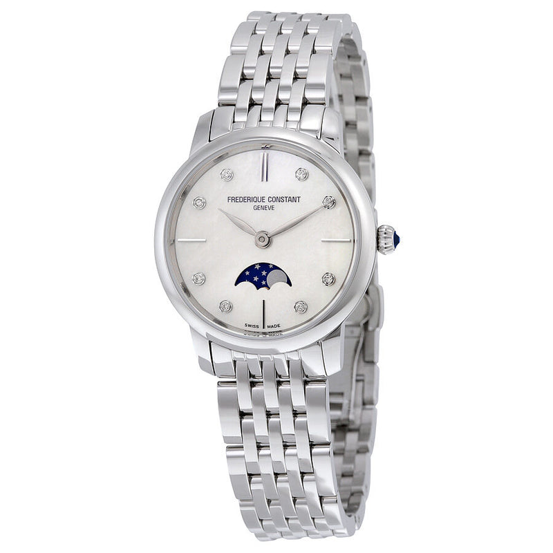 Frederique Constant Slimline Mother of Pearl Dial Diamond Ladies Watch #FC-206MPWD1S6B - Watches of America