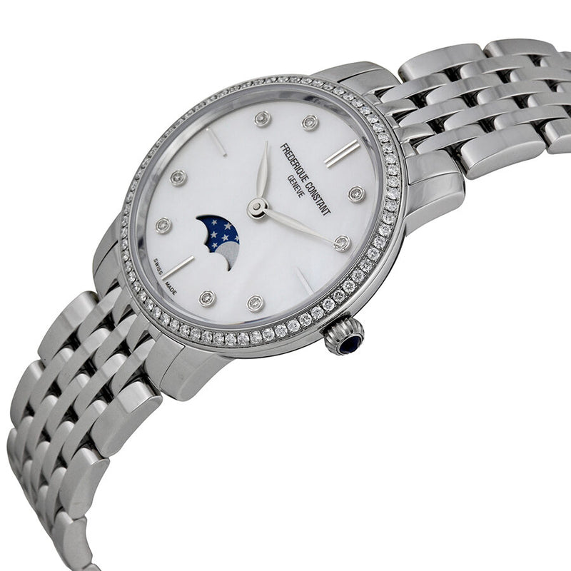 Frederique Constant Slimline Moonphase Mother of Pearl Diamond Dial Ladies Watch #FC-206MPWD1SD6B - Watches of America #2
