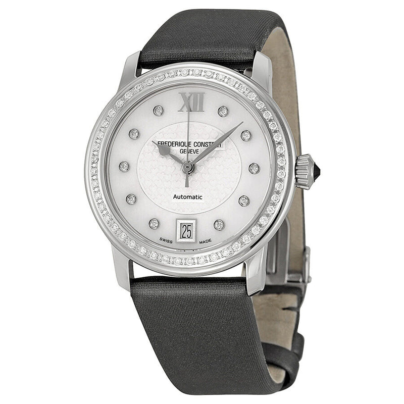 Frederique Constant Slimline Automatic Mother of Pearl Diamond Ladies Watch #FC-303WHD2PD6 - Watches of America