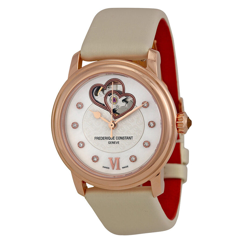 Frederique Constant World Heart Federation Automatic White Dial White Strap Ladies Watch #FC-310WHF2P4 - Watches of America