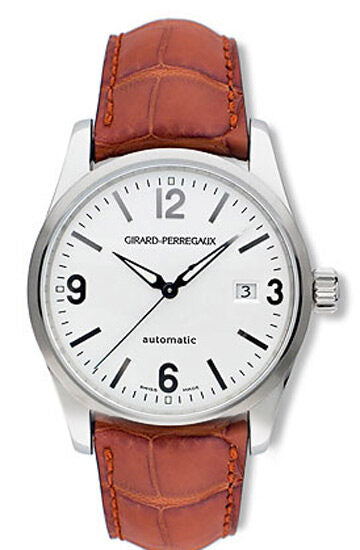 Girard Perregaux Classic Elegance Stainless Steel Brown Leather Men's Watch #49570-0-11-114 - Watches of America