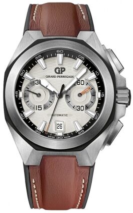 Girard Perregaux Chrono Hawk Silver Dial Brown Leather Automatic Men's Watch #49970-11-131-HDBA - Watches of America