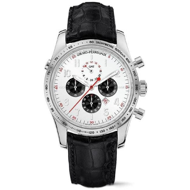 Girard Perregaux Monte Carlo White Dial Black Leather Men's Watch #49583-11-151-BA6A - Watches of America