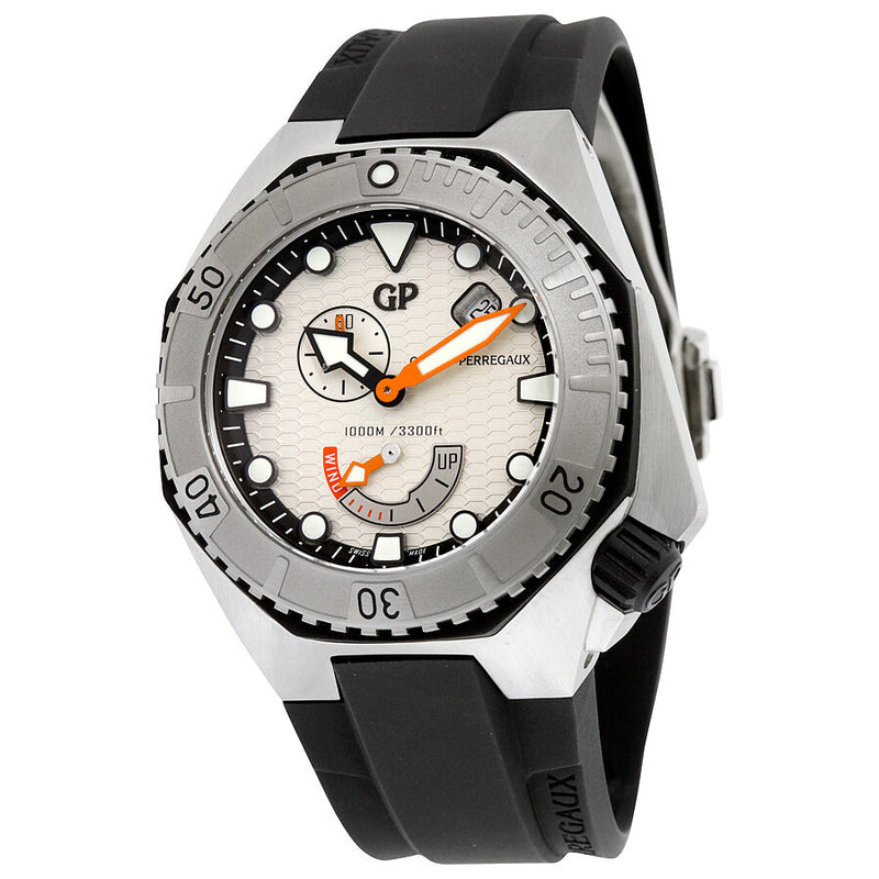 Girard Perregaux Sea Hawk Automatic Silver Dial Black Rubber Men's Watch #49960-11-131-FK6A - Watches of America