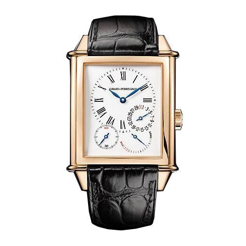 Girard Perregaux Vintage 1945 Automatic Beige Enamel Dial 18kt Rose Gold Brown Leather Men's Watch #25845-52-741-BA6A - Watches of America