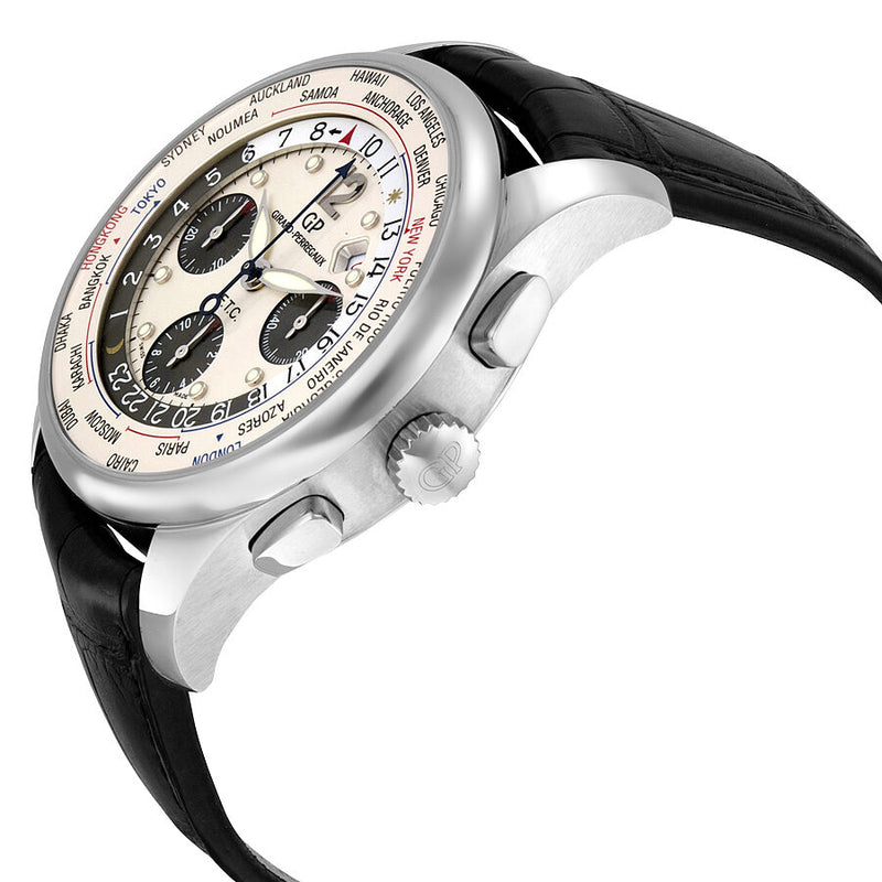 Girard Perregaux World Timer WW TC Chronograph Silver Dial Black Leather Men's Watch #49805-11-152-BA6A - Watches of America #2