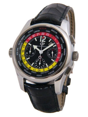 Girard Perregaux Worldtimer WW TC Black Dial Chronograph GMT Men's Watch #49800-22-654-BA6A - Watches of America