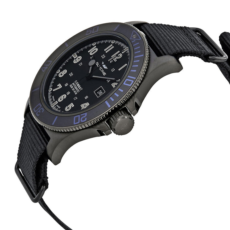 Glycine Combat SUB Automatic Black Dial Men's Nylon Watch #GL0098 - Watches of America #2