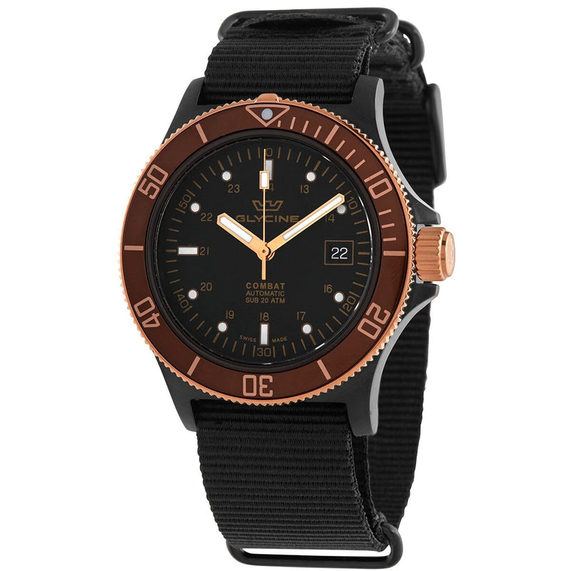 Glycine Combat Sub Golden Eye Automatic Black Dial Men's Watch #GL0173 - Watches of America