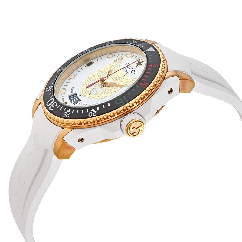 Reloj Gucci Dive de cuarzo con esfera blanca para mujer YA136322 Watches of America