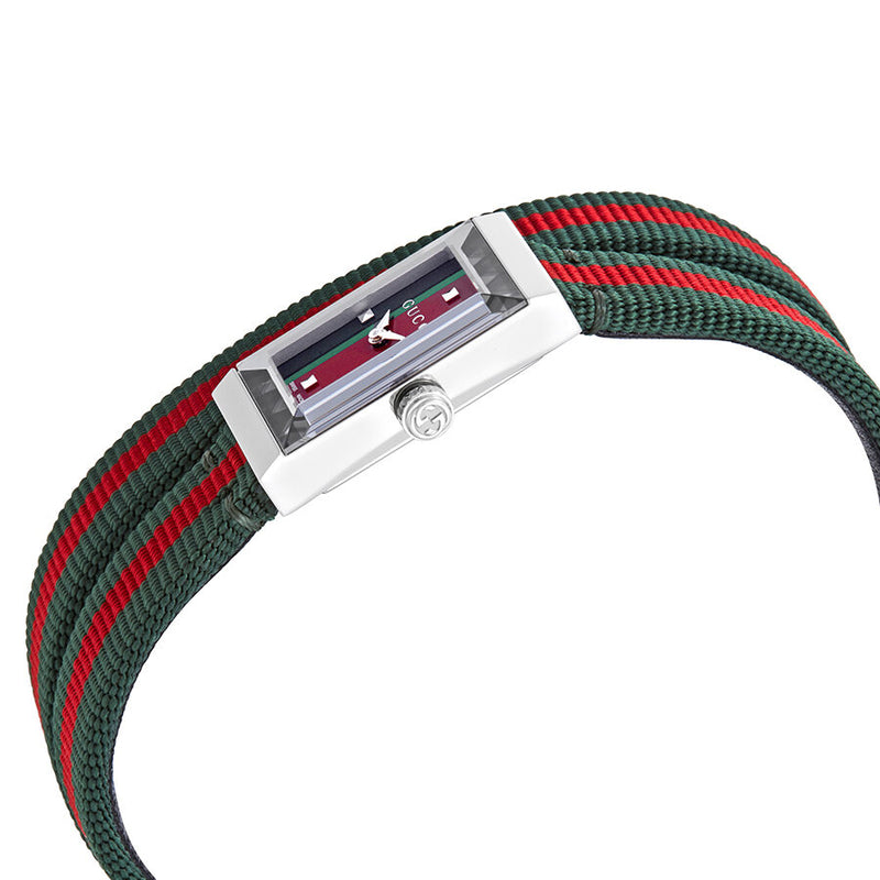 Gucci G-Frame Green & Red Dial Double Loop Nylon Ladies Watch #YA147503 - Watches of America #2