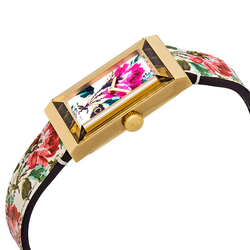 Gucci G-Frame Ivory with Floral Motif Dial Ladies Watch #YA147406 - Watches of America #2