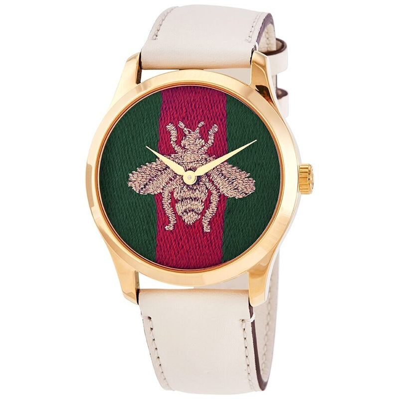 Gucci G-Timeless Quartz Green and Reb Web Nylon Dial Ladies Watch #YA1264128 - Watches of America