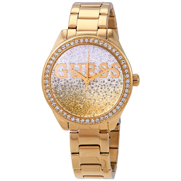 Guess Glitter Girl Gold and Silver Glitter Dial Ladies Watch W0987L2 - Watches of America