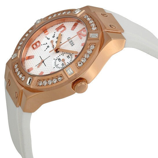 Guess White Rubber Strap Gold Dial Analog Women's Watch W0426L1 - Watches of America #2