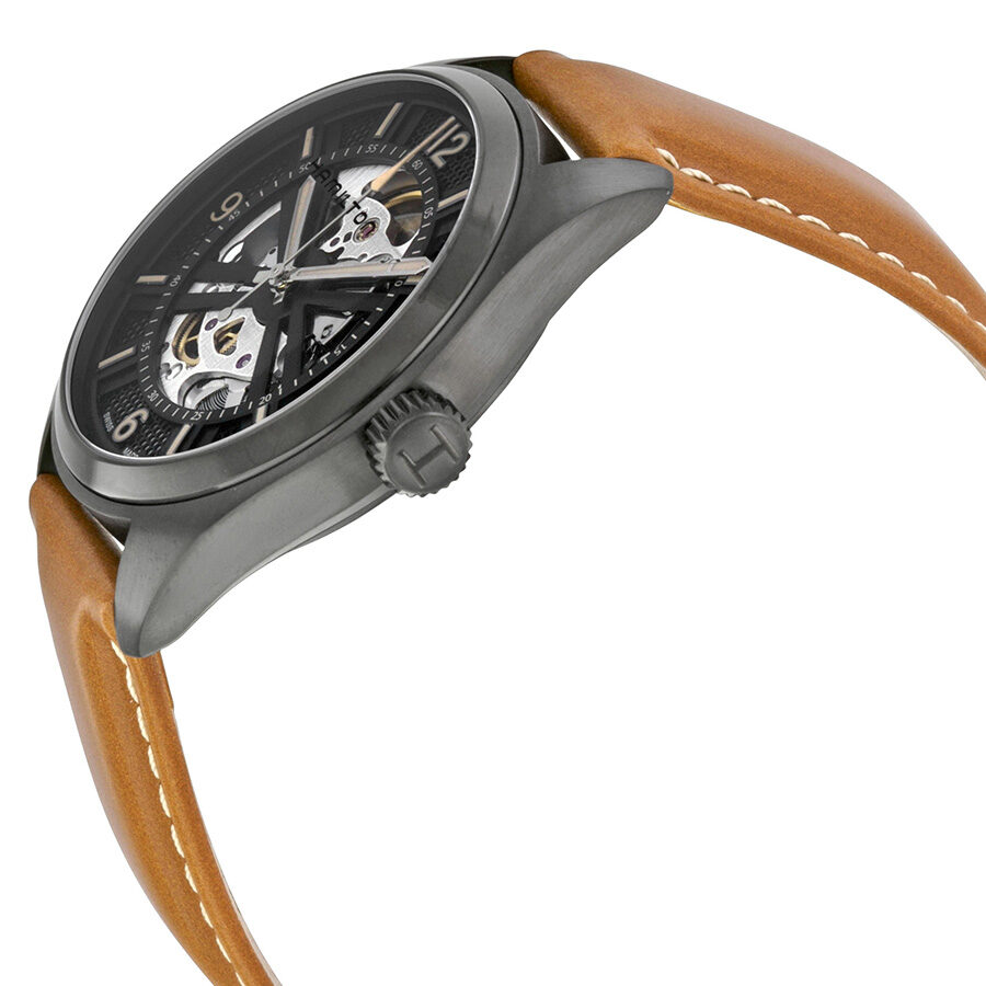 Hamilton Khaki Field Skeleton Dial Brown Leather Men s Watch H72585535 Watches of America