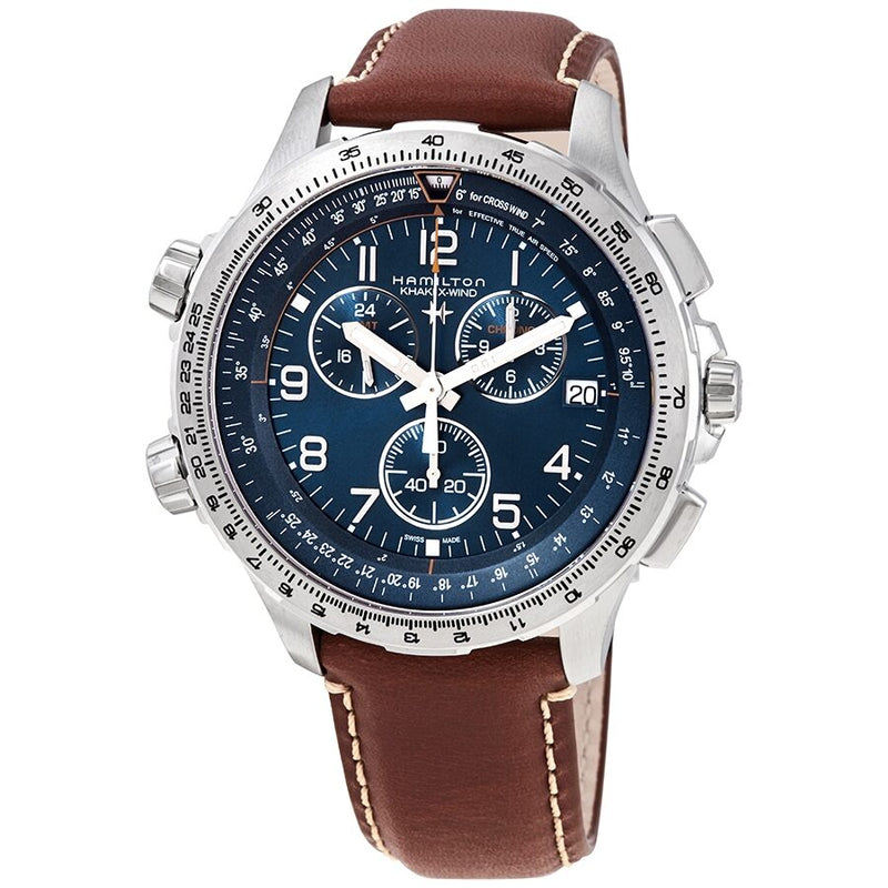 Hamilton Khaki X-Wind Chronograph Quartz Blue Dial Men's Watch #H77922541 - Watches of America