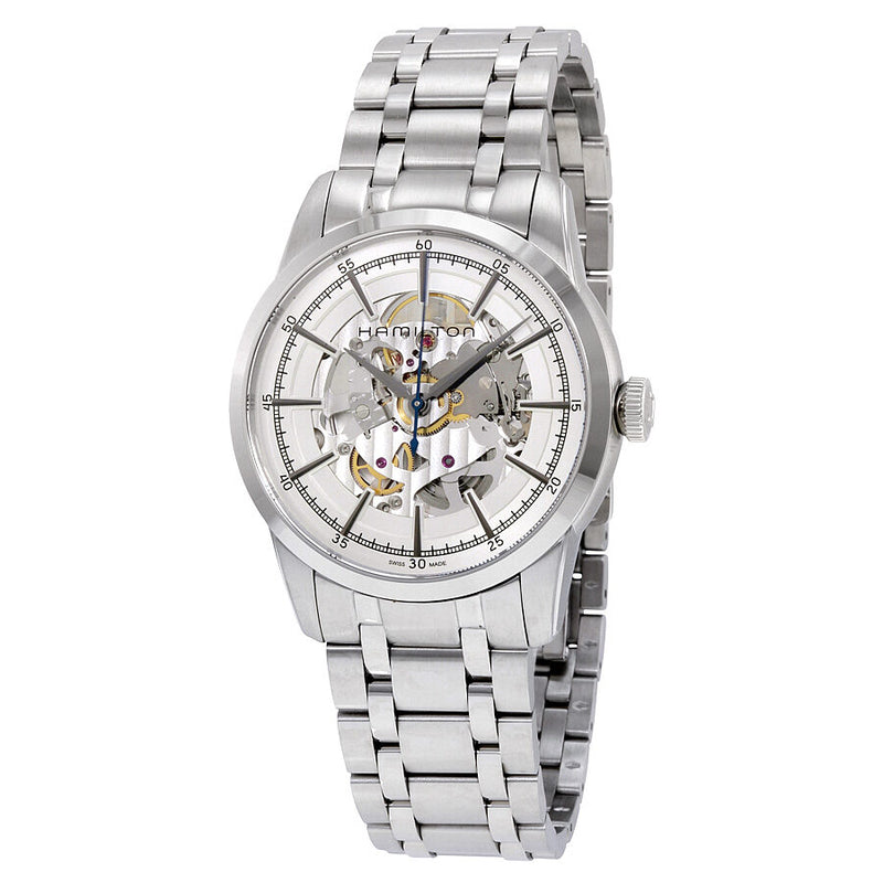 Hamilton Railroad Automatic Silver Skeleton Dial Men's Watch #H40655151 - Watches of America